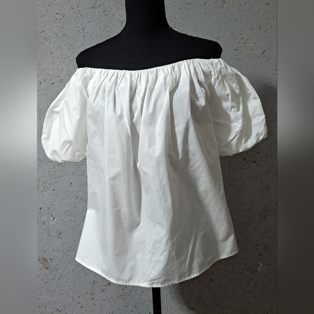 #005.B Sz 6 Primark White Bishop Sleeve Ruffled Blouse - Picture 2 of 8